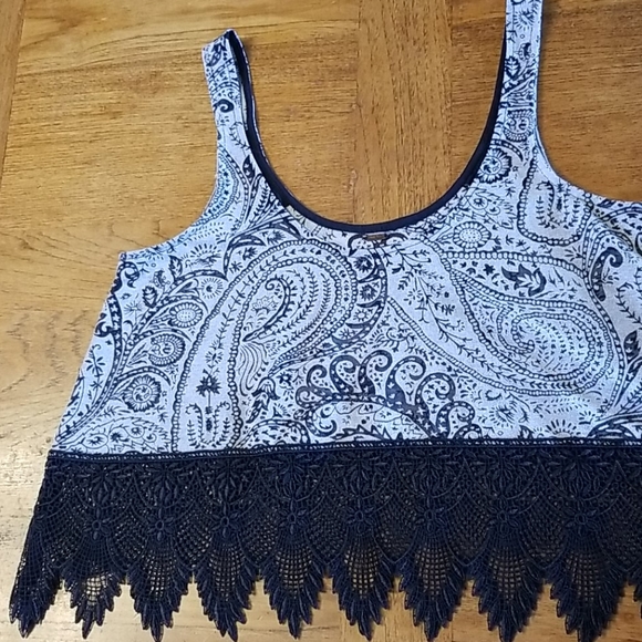 Free People sheer crop top with lace hem - Picture 2 of 7